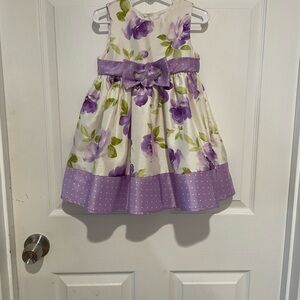 Perfectly Dressed Girls Floral and Polka Dot Party Dress,White & Purple Size 3T